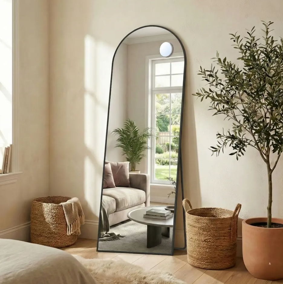 Modern Arched Floor Mirror with Stand