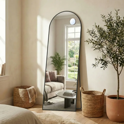 Modern Arched Floor Mirror with Stand