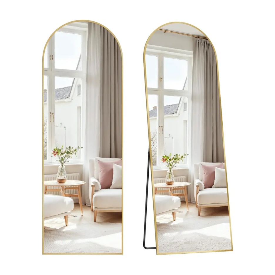 Modern Arched Floor Mirror with Stand