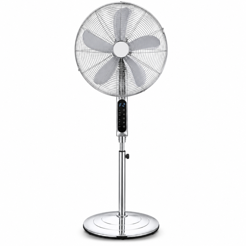 16-Inch Stainless Steel Pedestal Fan – Powerful Airflow, Remote Control, Digital Display