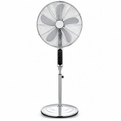 16-Inch Stainless Steel Pedestal Fan – Powerful Airflow, Remote Control, Digital Display
