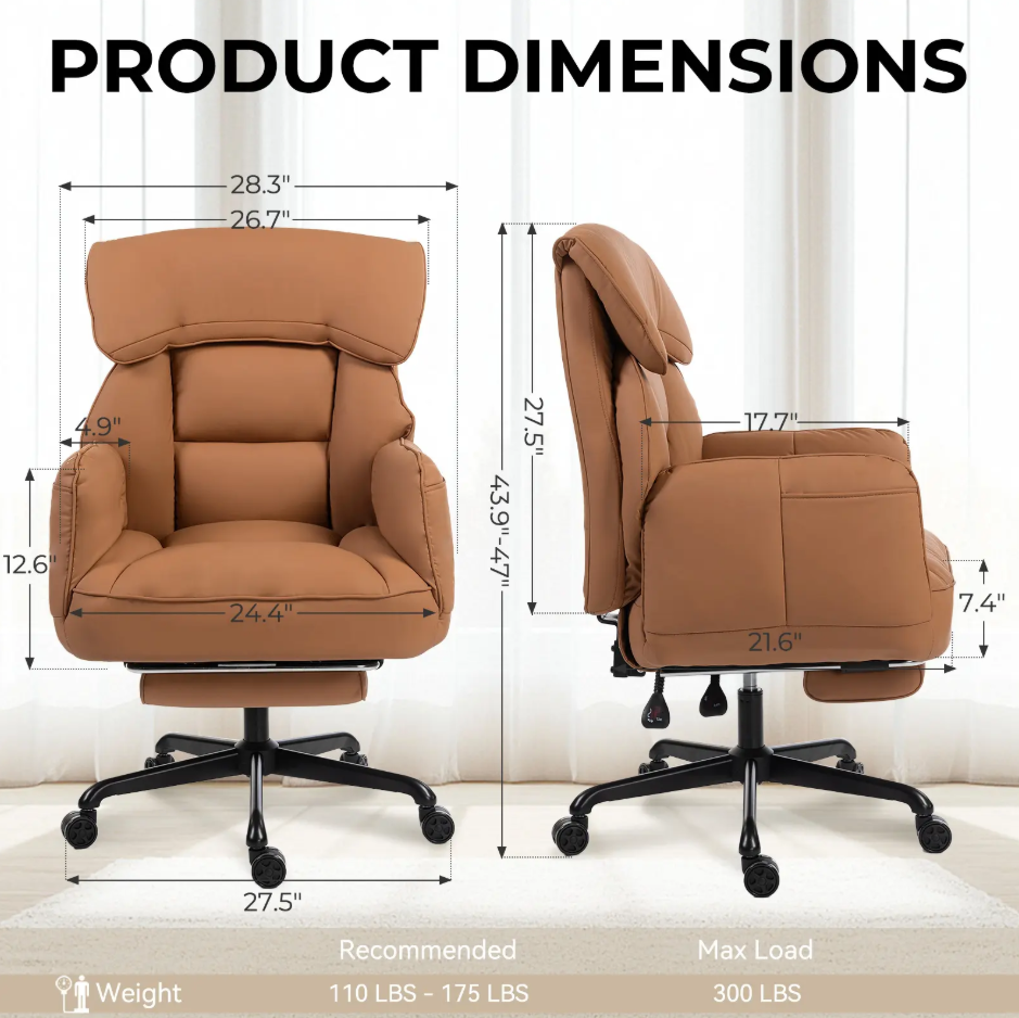 Cross-Legged Reclining Office Chair with Pocket Springs, Pivoting Armrests & Footrest