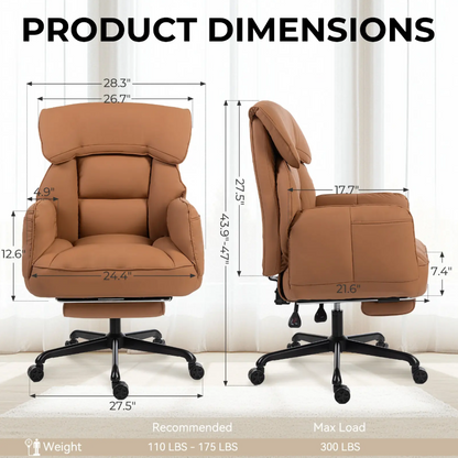 Cross-Legged Reclining Office Chair with Pocket Springs, Pivoting Armrests & Footrest