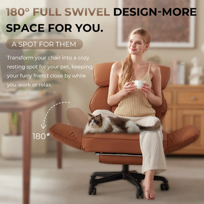 Cross-Legged Reclining Office Chair with Pocket Springs, Pivoting Armrests & Footrest
