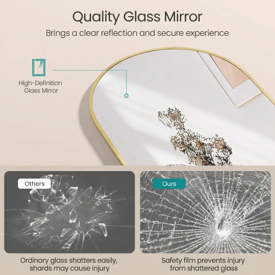 Modern Arched Floor Mirror with Stand
