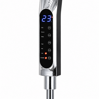 16-Inch Stainless Steel Pedestal Fan – Powerful Airflow, Remote Control, Digital Display