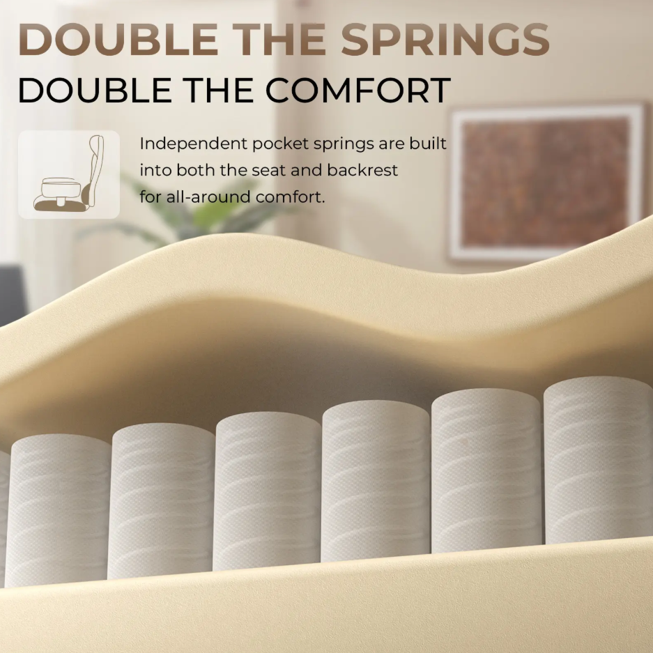 Cross-Legged Reclining Office Chair with Pocket Springs, Pivoting Armrests & Footrest