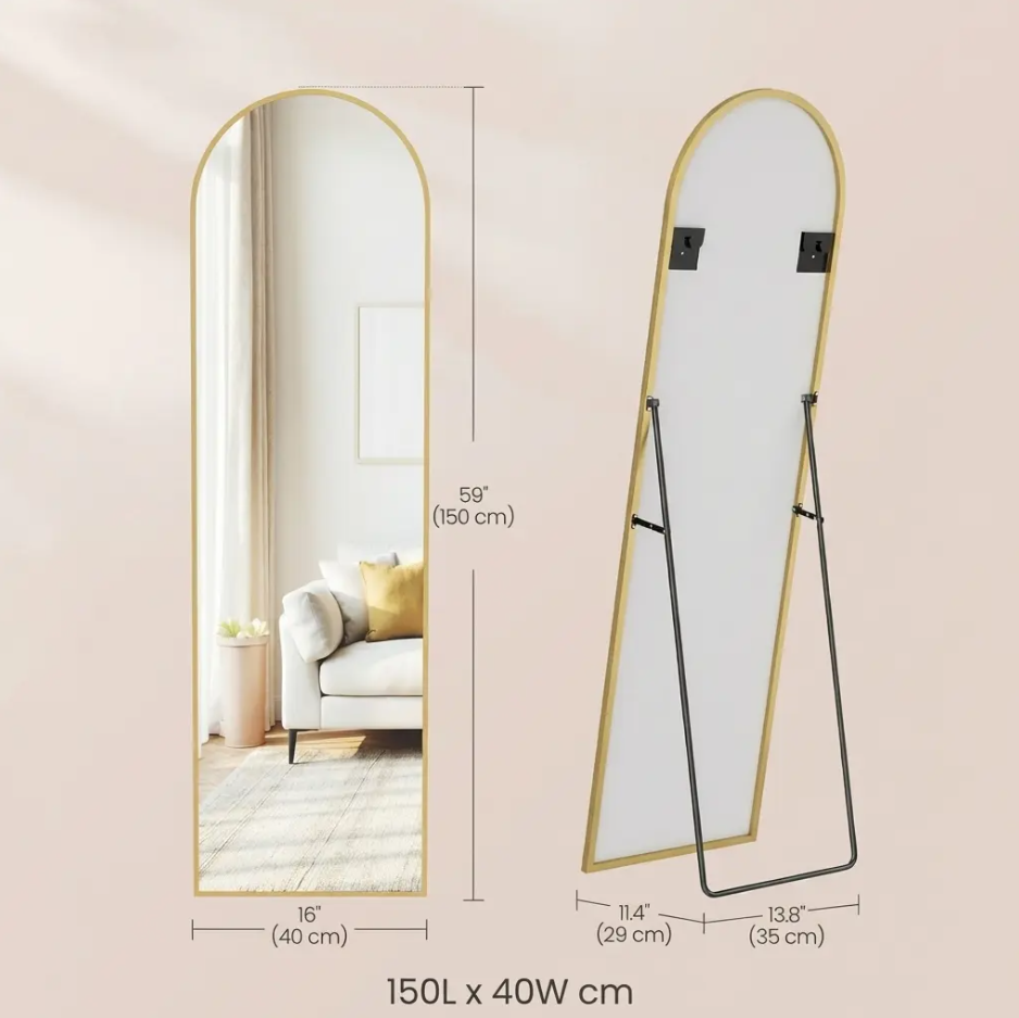 Modern Arched Floor Mirror with Stand
